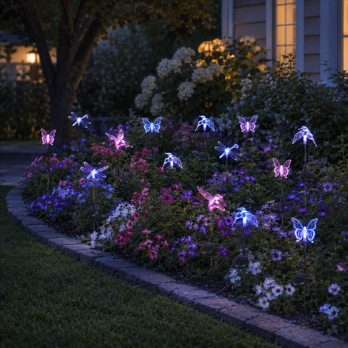 Solar Butterfly Dragonfly Bird Garden Stakes for Flower Beds and Patio Decor