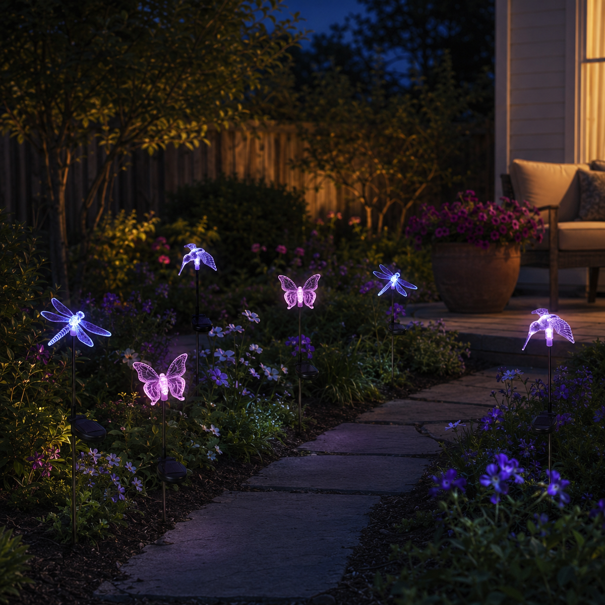 Solar Butterfly Dragonfly Bird Garden Stakes for Flower Beds and Patio Decor