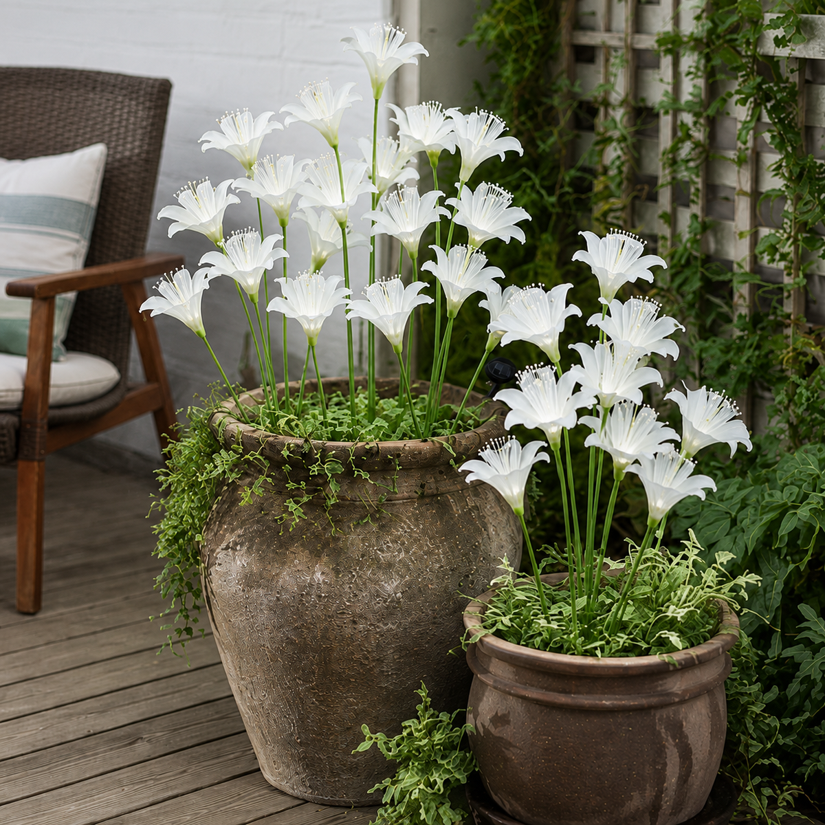 Solar Lily Flower Stake Lights 6-Head for Garden Paths and Patio Decor