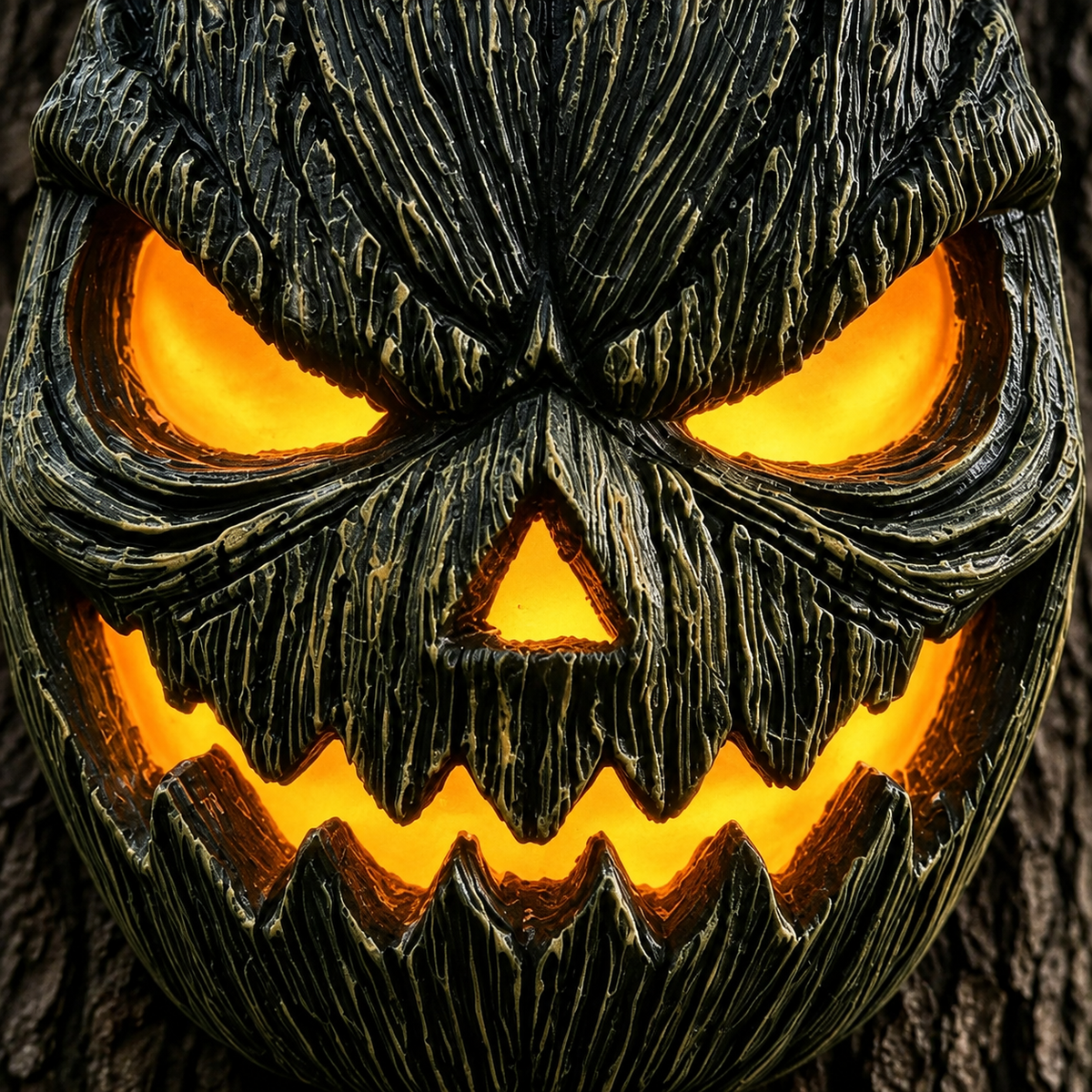 Wood-Grain Solar Pumpkin Wall Light for Halloween Porch Decor