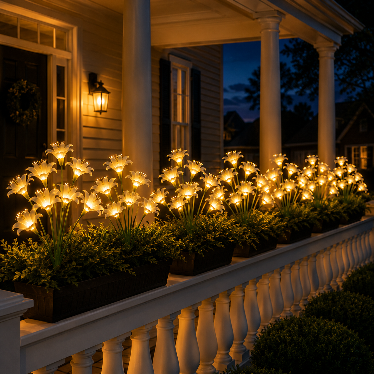 Solar Lily Flower Stake Lights 6-Head for Garden Paths and Patio Decor