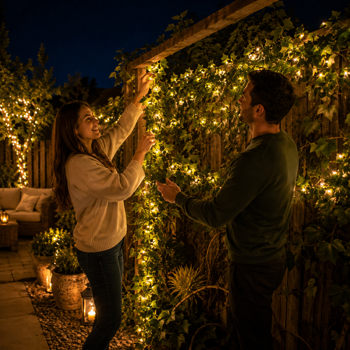 Solar Ivy Vine String Lights 12M 100 LEDs for Garden and Patio Decor
