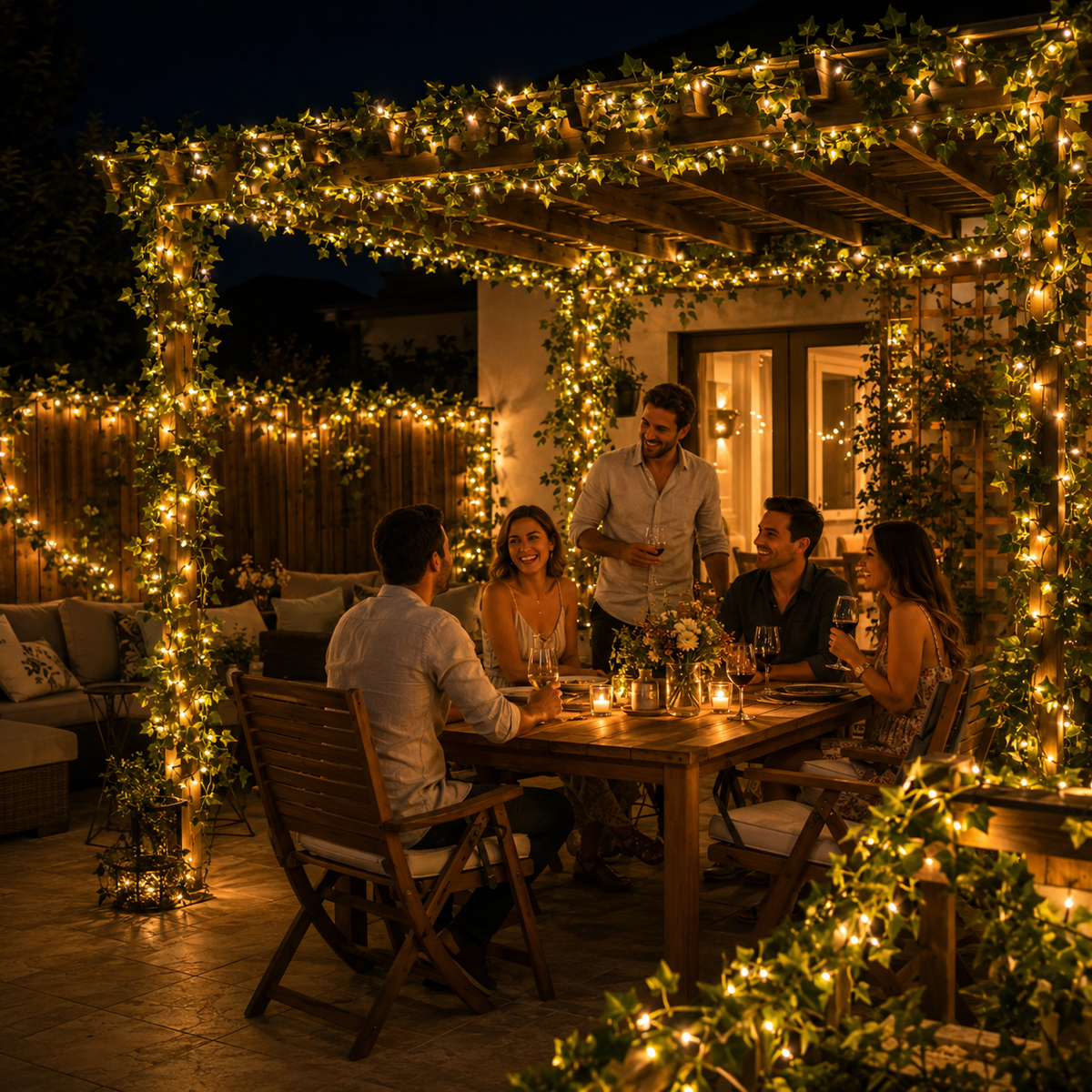 Solar Ivy Vine String Lights 12M 100 LEDs for Garden and Patio Decor