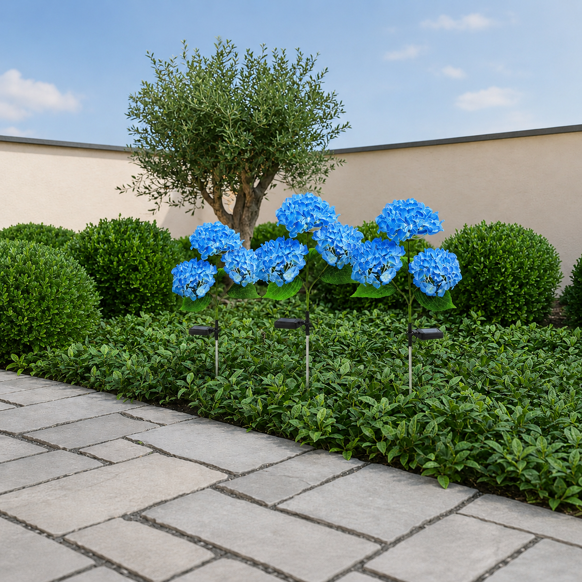 Solar Hydrangea Flower Stake Lights for Garden Paths and Patio Decor