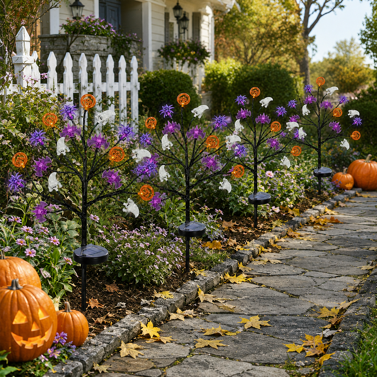 Halloween Solar Branch Stake Lights for Garden Paths and Yard Decor