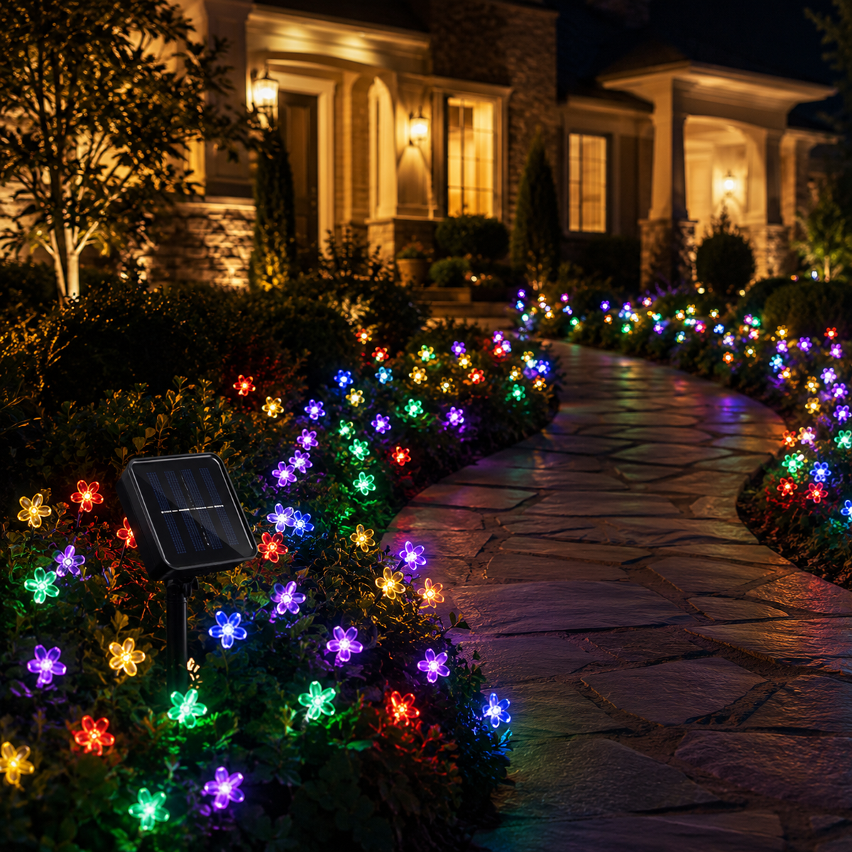 Solar Cherry Blossom String Lights for Garden Paths and Patio Decor
