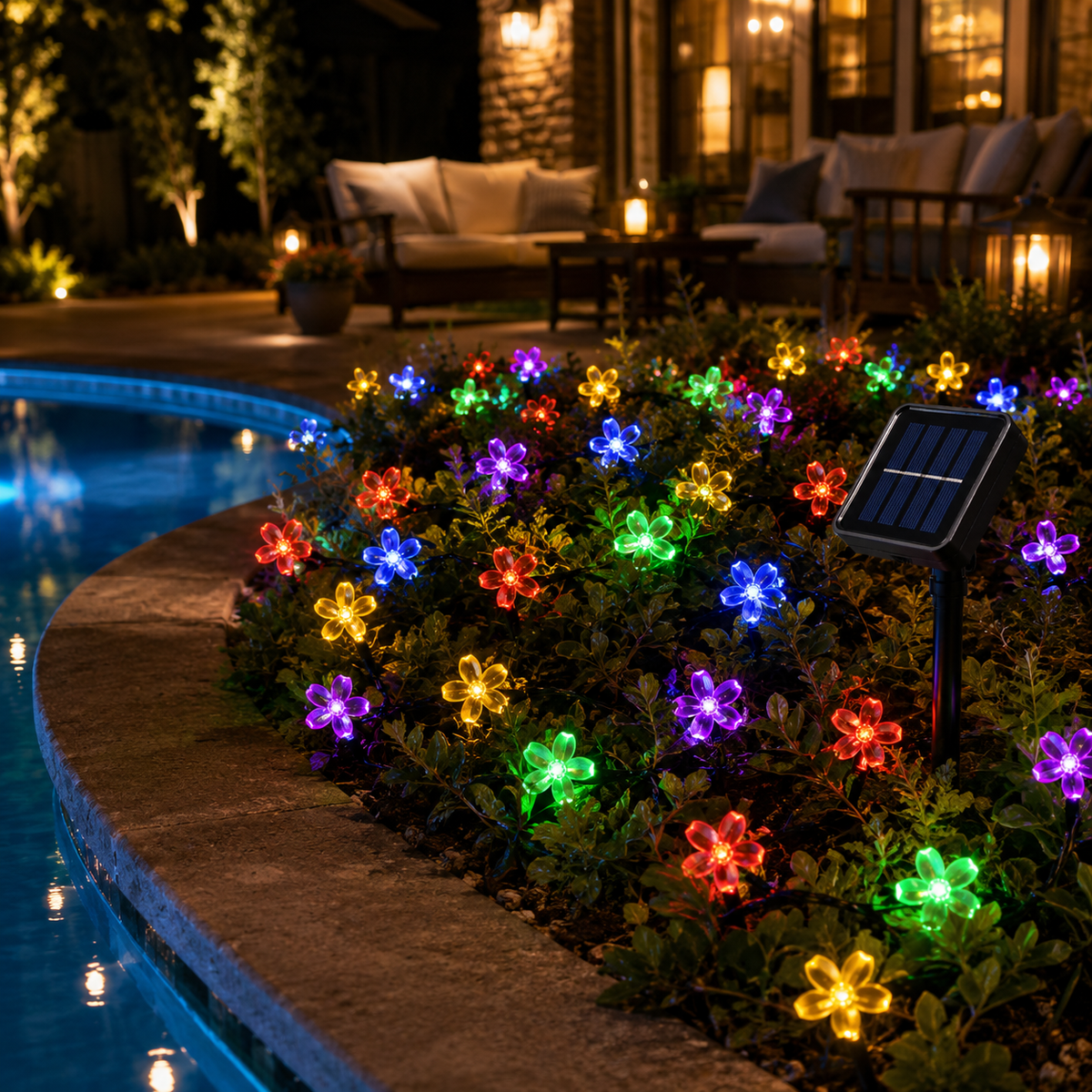 Solar Cherry Blossom String Lights for Garden Paths and Patio Decor