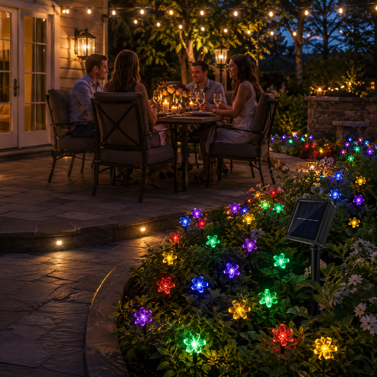 Solar Cherry Blossom String Lights for Garden Paths and Patio Decor