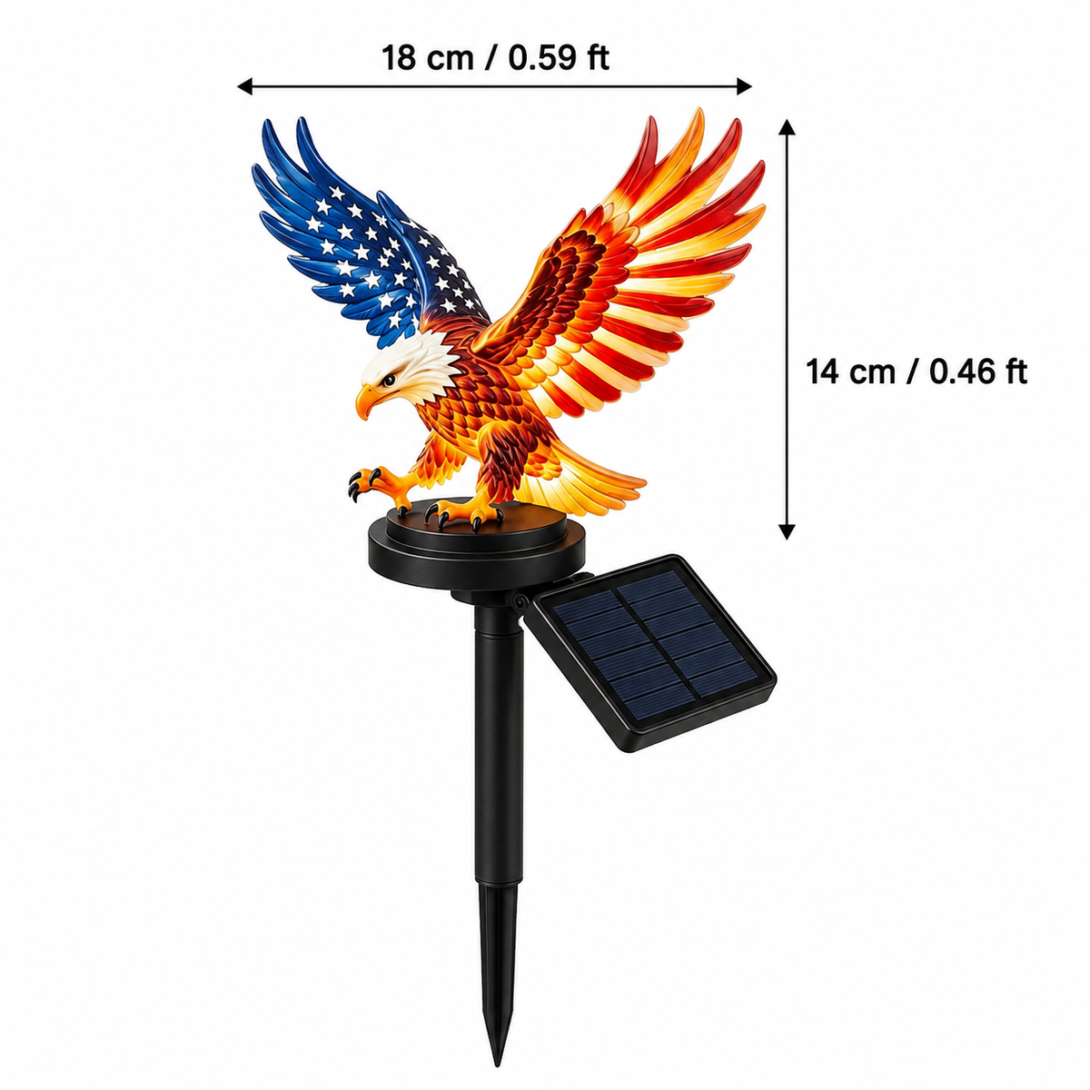 Solar Patriotic Eagle Garden Stake Light for Yard and Patio Decor