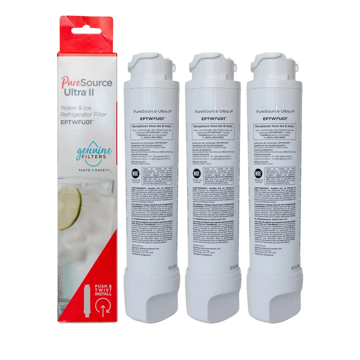 Replacement Refrigerator Water Filter for Frigidaire EPTWFU01 PureSource Ultra II