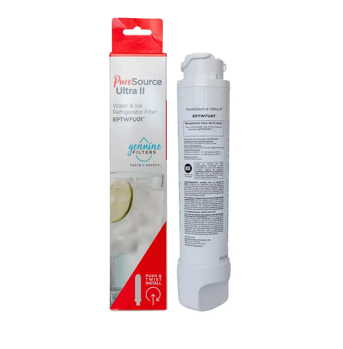 Replacement Refrigerator Water Filter for Frigidaire EPTWFU01 PureSource Ultra II