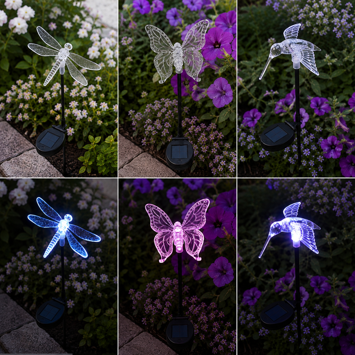 Solar Butterfly Wall Light Garden Bundle + FREE Assorted Stake Lights