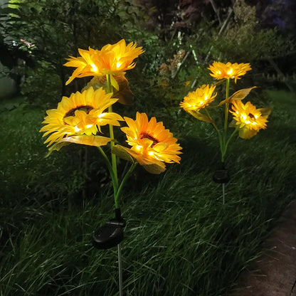 Solar Sunflower Garden Stake Lights for Yard. Path. and Flower Bed Decor