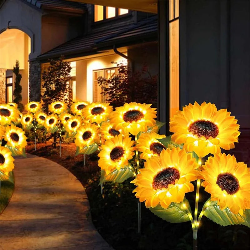 Solar Sunflower Garden Stake Lights for Yard. Path. and Flower Bed Decor