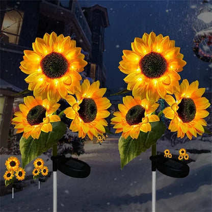 Solar Sunflower Garden Stake Lights for Yard. Path. and Flower Bed Decor