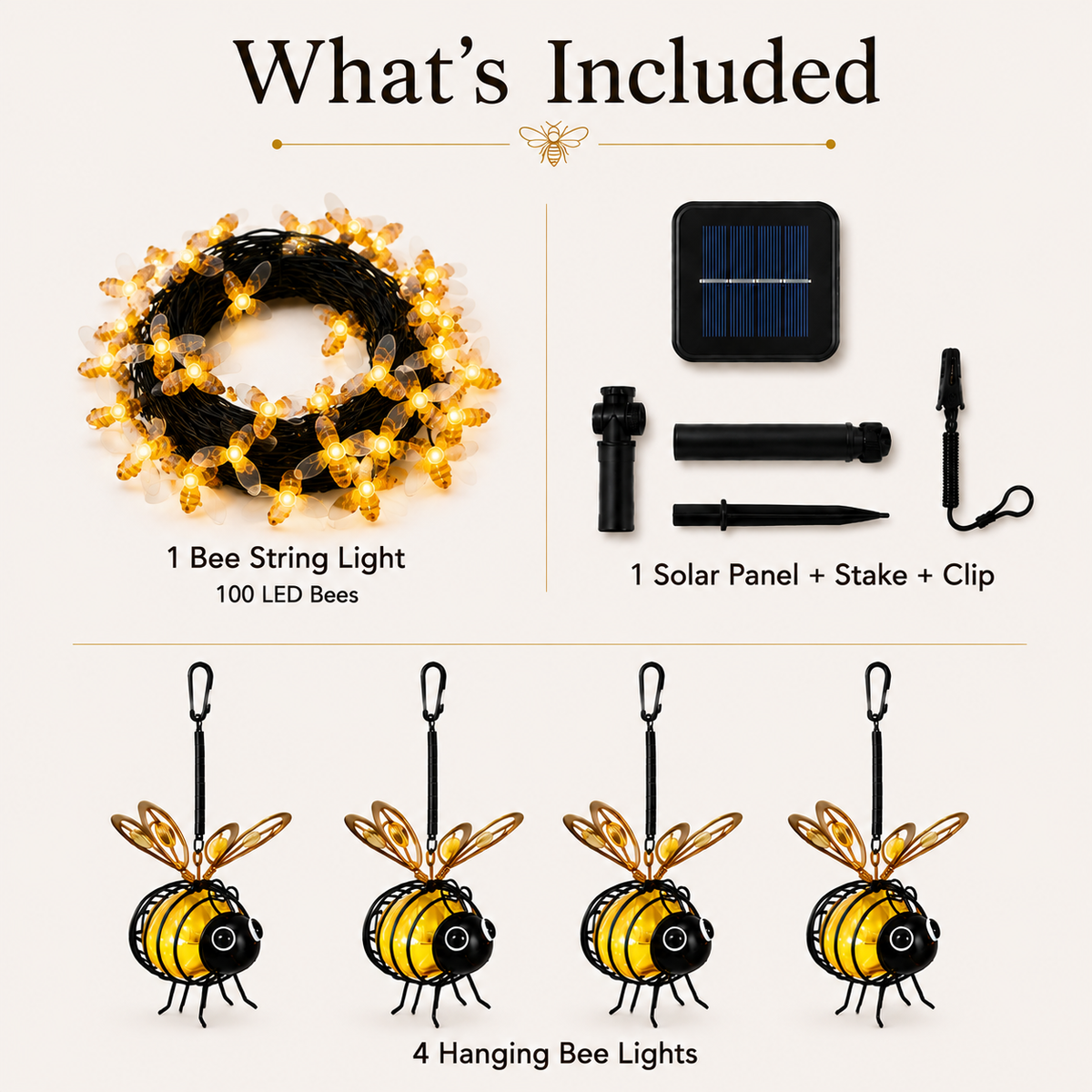 100 LED Bee String Light + Free  Magical Solar Belavi Lights