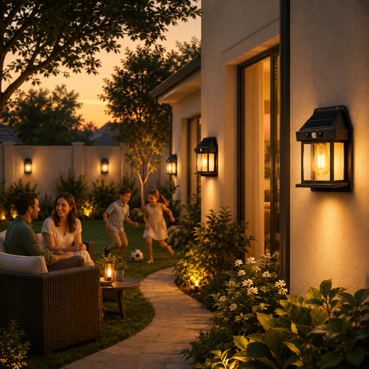 Solar Motion Sensor Wall Lanterns for Porch and Entryway Lighting
