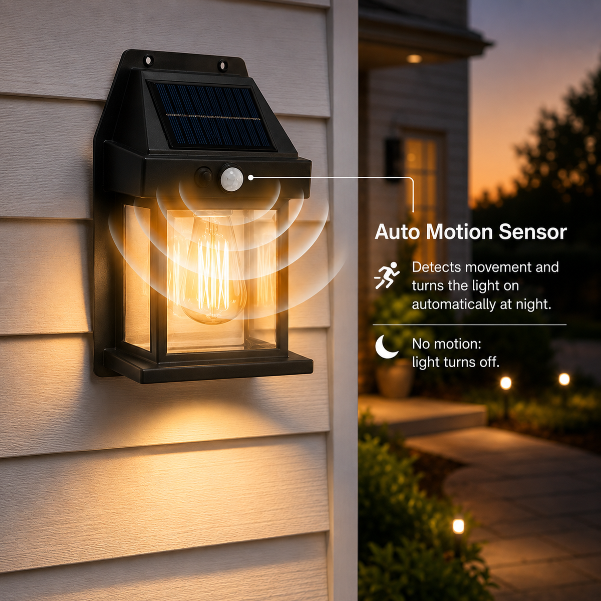 Solar Motion Sensor Wall Lanterns for Porch and Entryway Lighting
