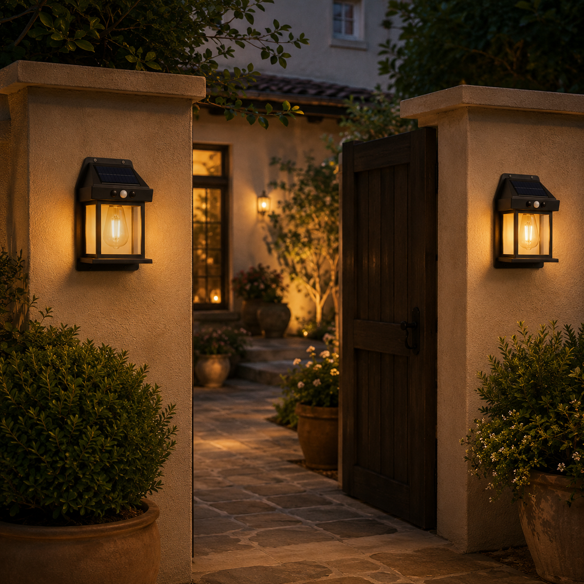 Solar Motion Sensor Wall Lanterns for Porch and Entryway Lighting