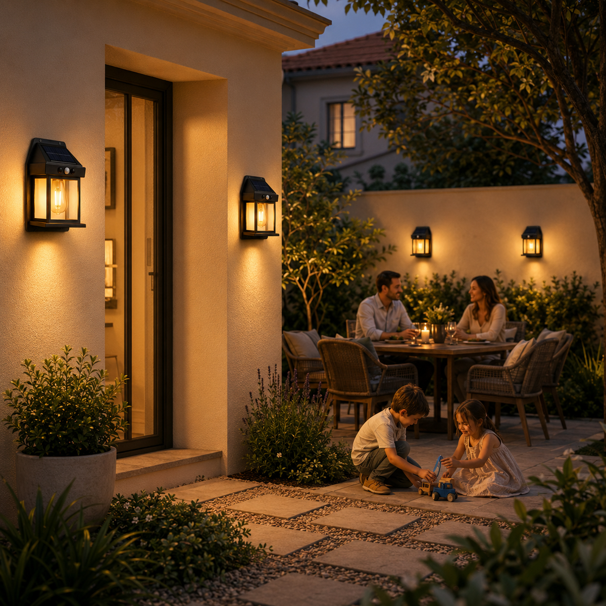 Solar Motion Sensor Wall Lanterns for Porch and Entryway Lighting