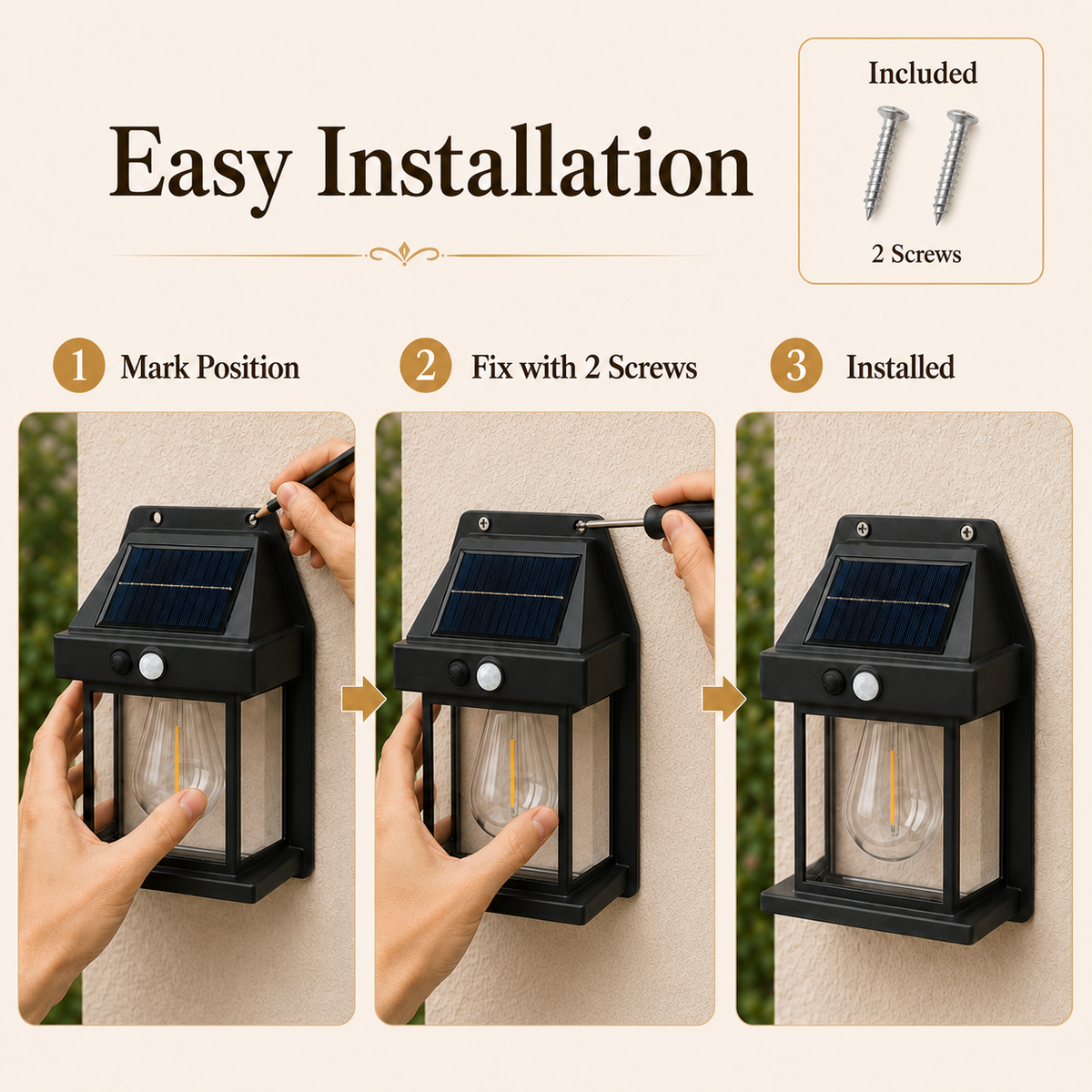 Solar Motion Sensor Wall Lanterns for Porch and Entryway Lighting