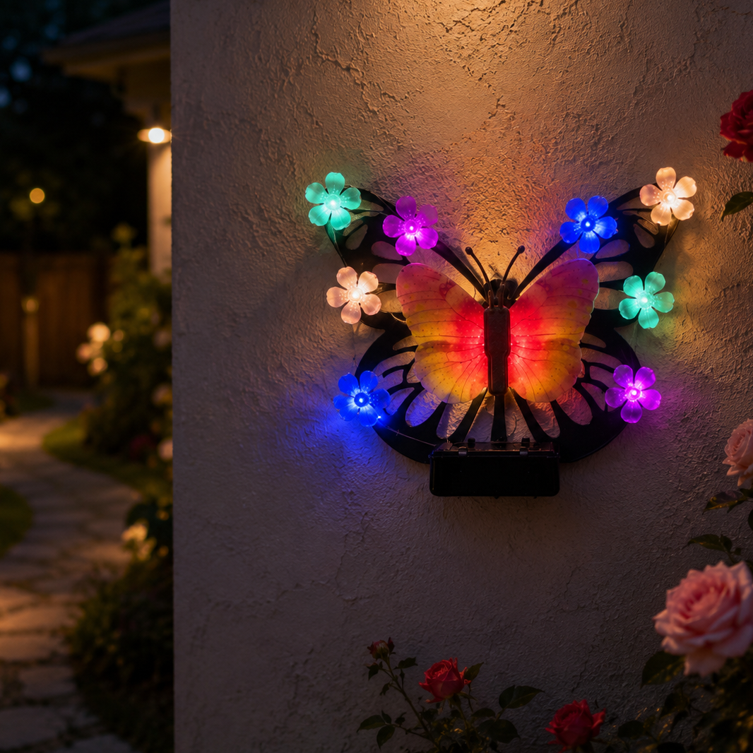 Solar Butterfly Wall Light for Garden Fence. Patio Wall. and Porch Decor