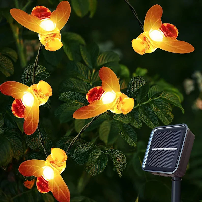 Solar Bee String Lights 12M 100 LEDs for Garden and Patio Decor