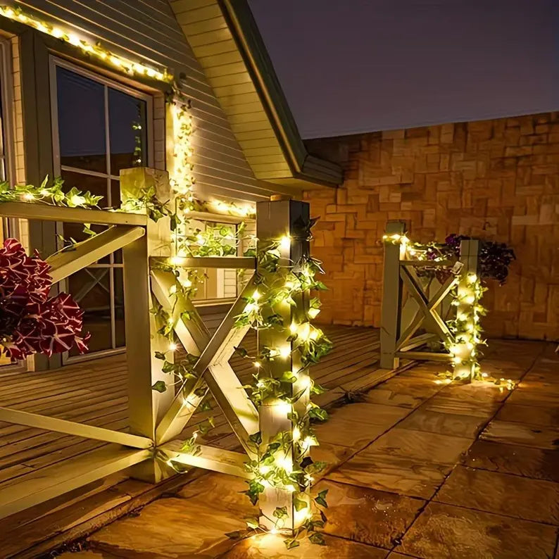 Solar Ivy Vine String Lights 12M 100 LEDs for Garden and Patio Decor