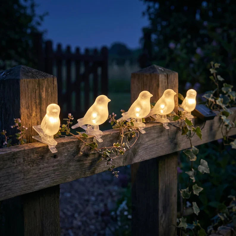 Solar Bird Clip String Lights for Garden Fences and Patio Decor