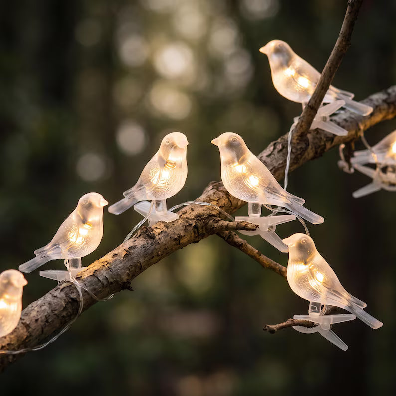 Solar Bird Clip String Lights for Garden Fences and Patio Decor