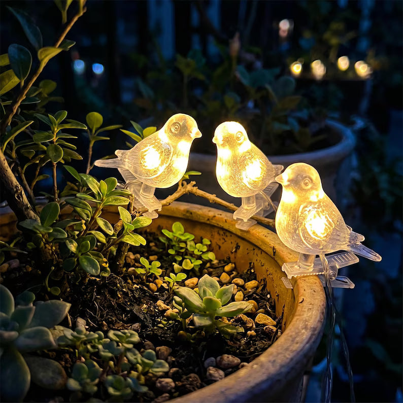 Solar Bird Clip String Lights for Garden Fences and Patio Decor