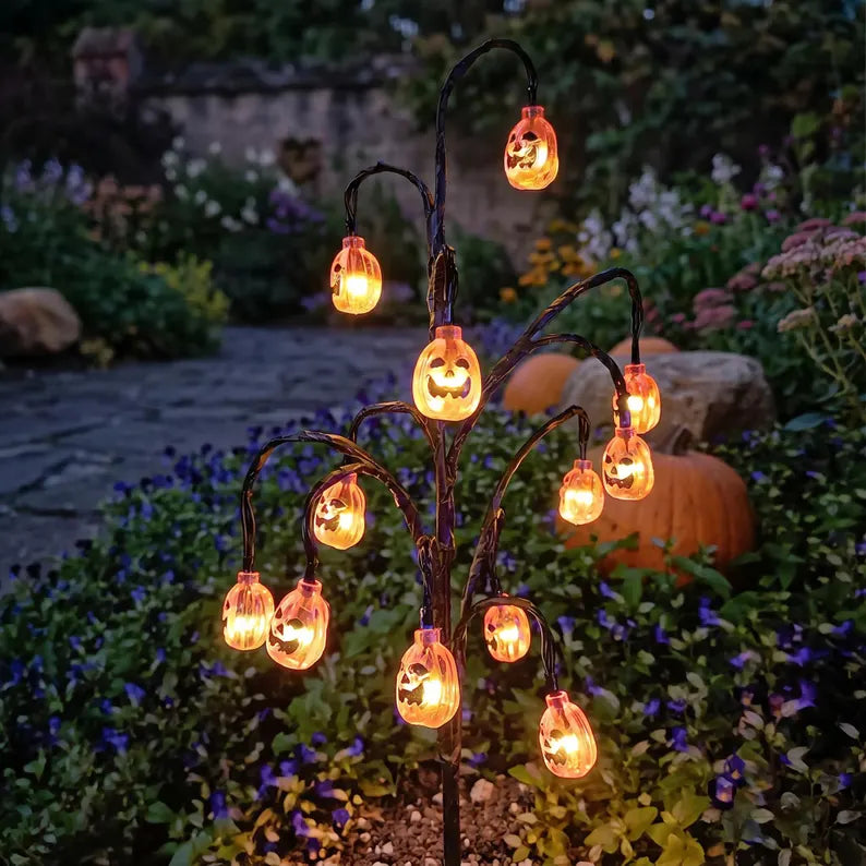 Halloween Solar Branch Stake Lights for Garden Paths and Yard Decor