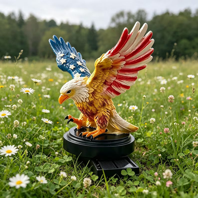 Solar Patriotic Eagle Garden Stake Light for Yard and Patio Decor