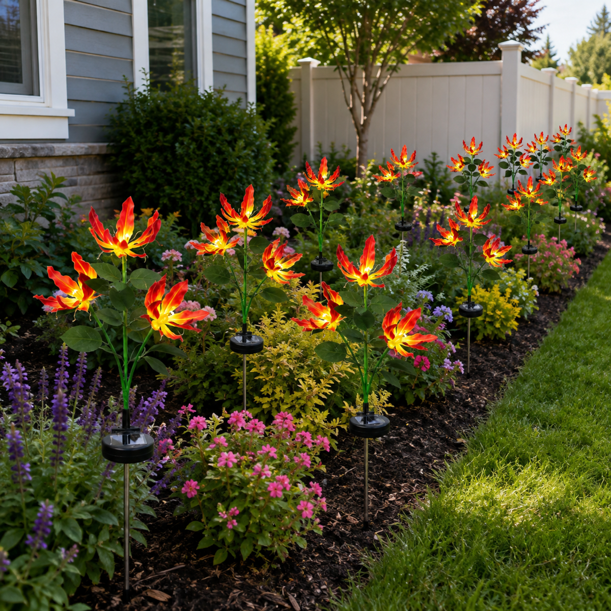 Solar Fire Lily Garden Lights