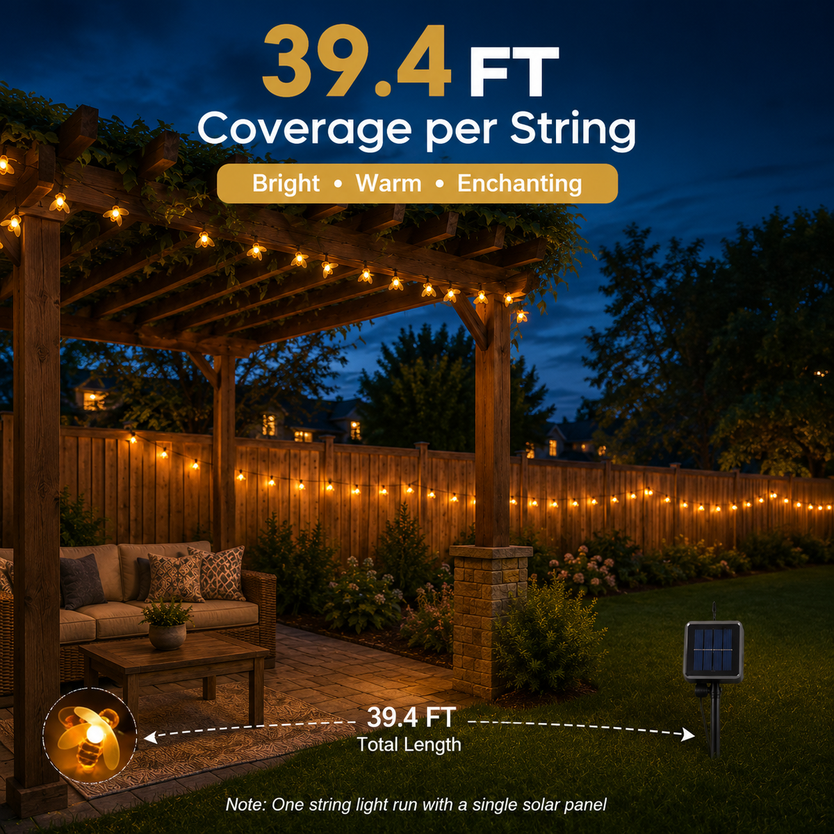 100 LED Bee String Light + Free  Magical Solar Belavi Lights