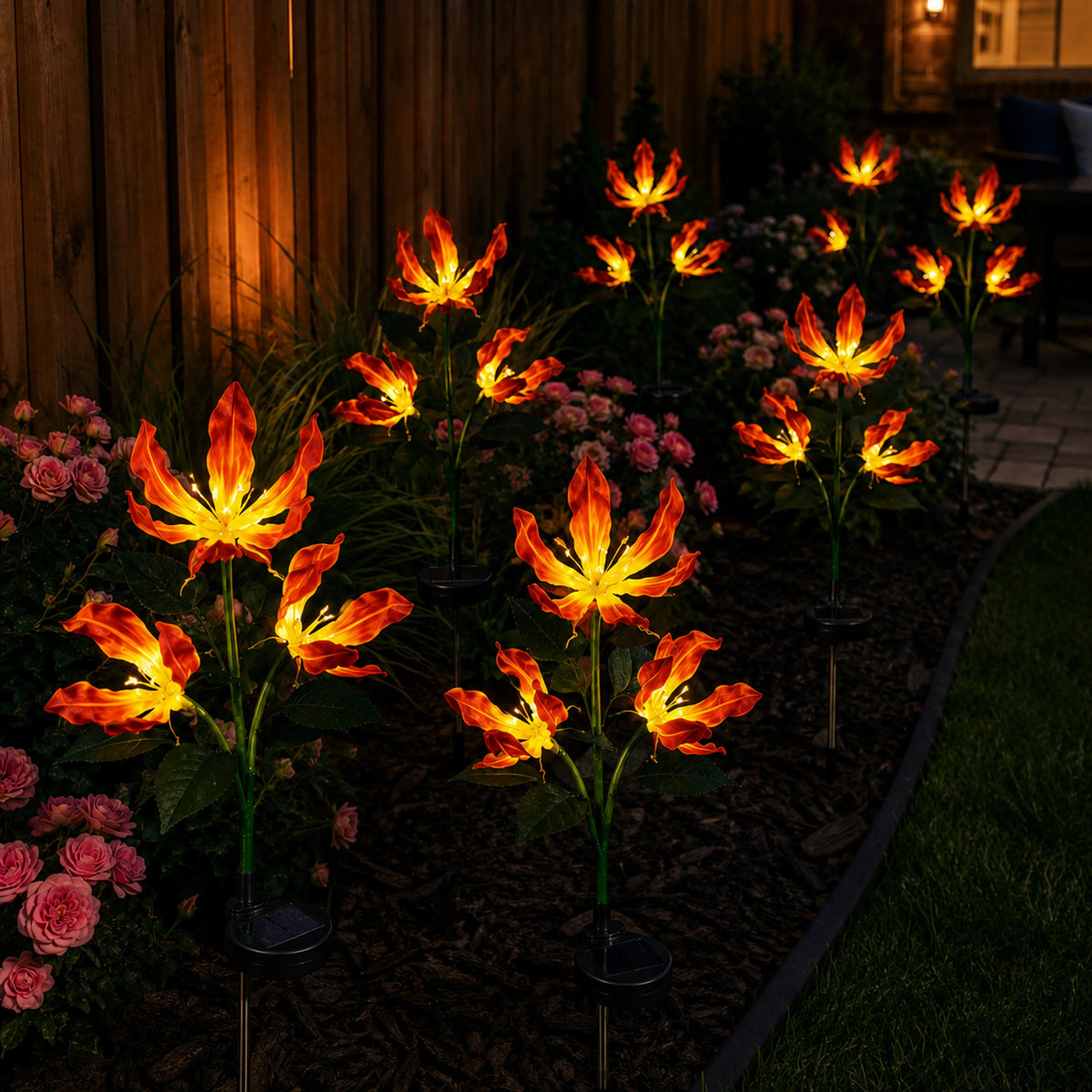 Solar Fire Lily Garden Lights