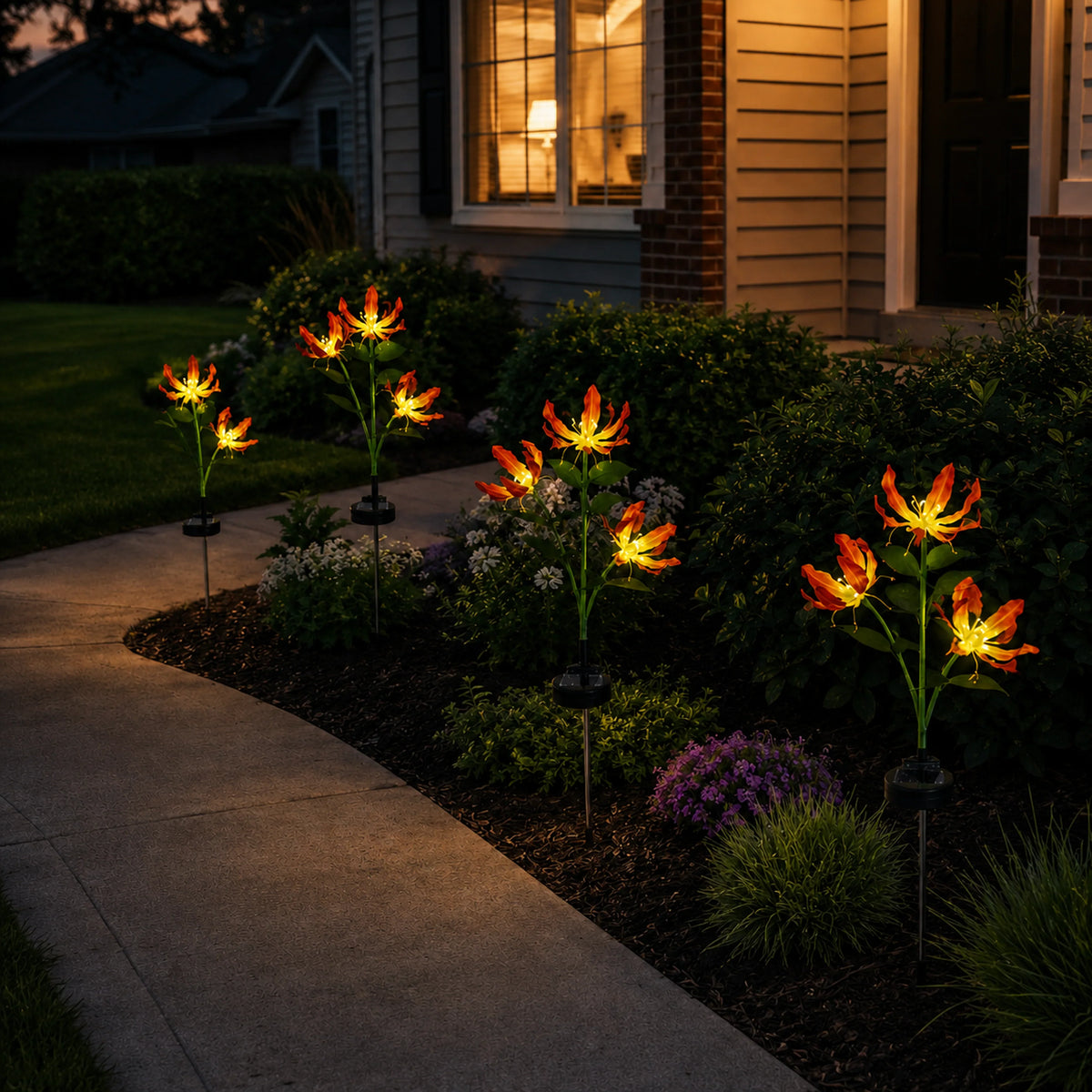 Solar Fire Lily Garden Lights