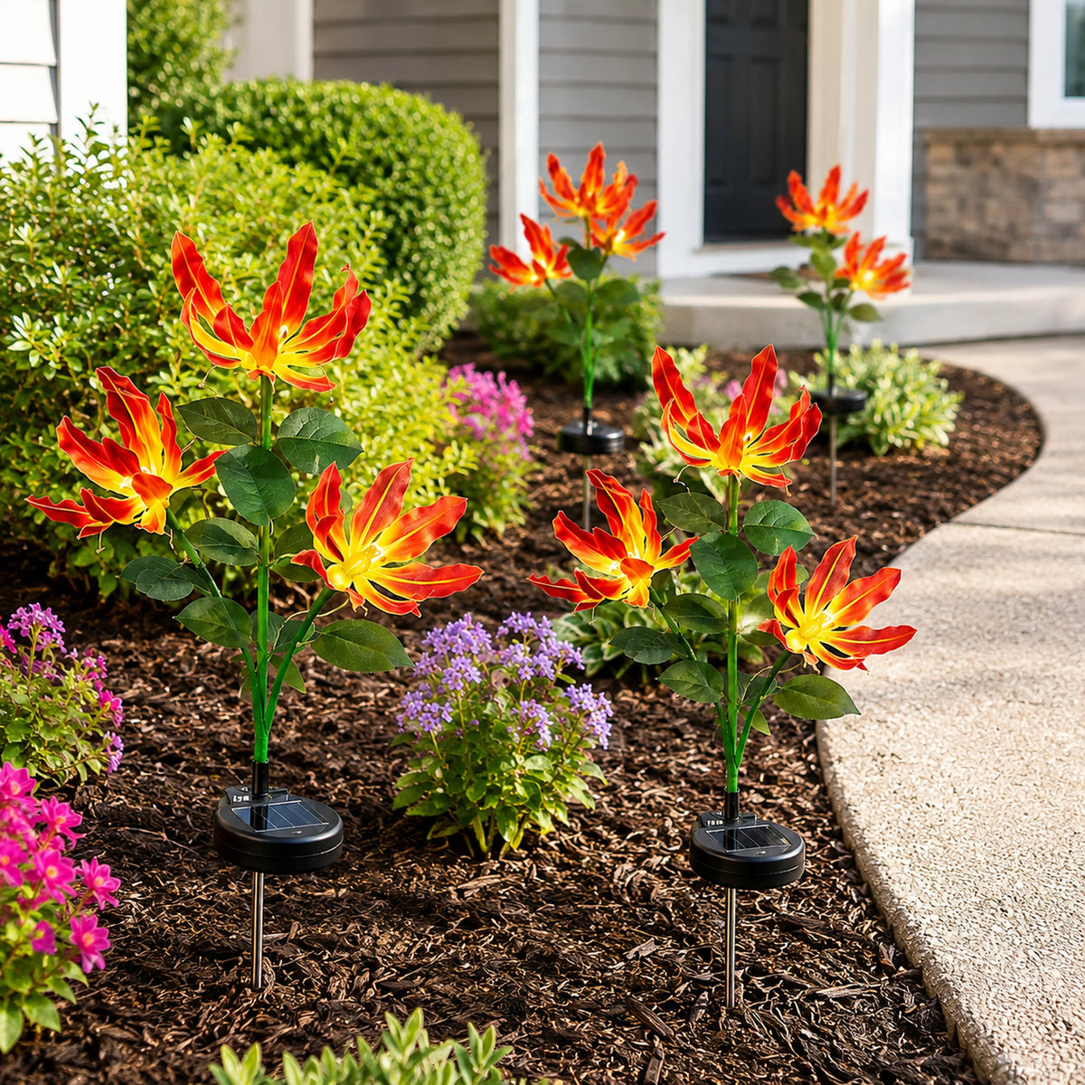 Solar Fire Lily Garden Lights