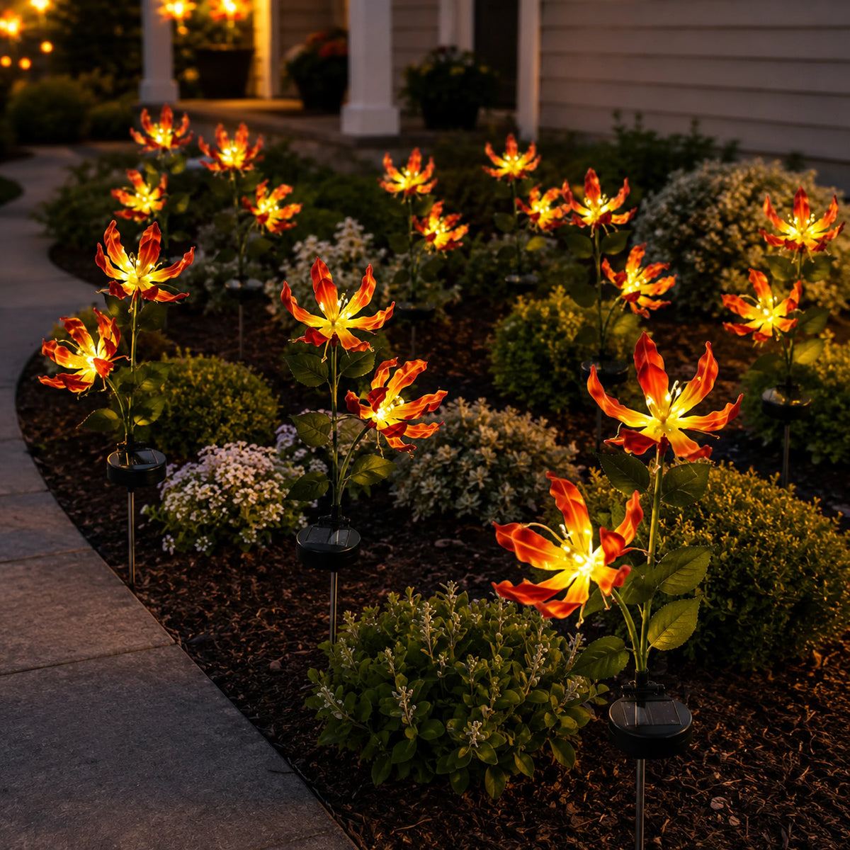 Solar Fire Lily Garden Lights